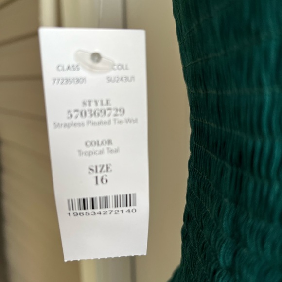 WHBM $170 Strapless Pleated Tie-Waist Dress - Picture 7 of 8